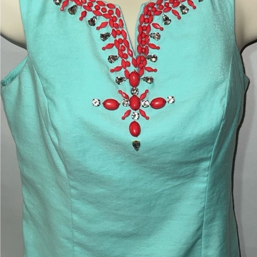 Lilly Pulitzer Womens Jackie Beaded Top
Turquoise Coral Tank Blouse Sz 00